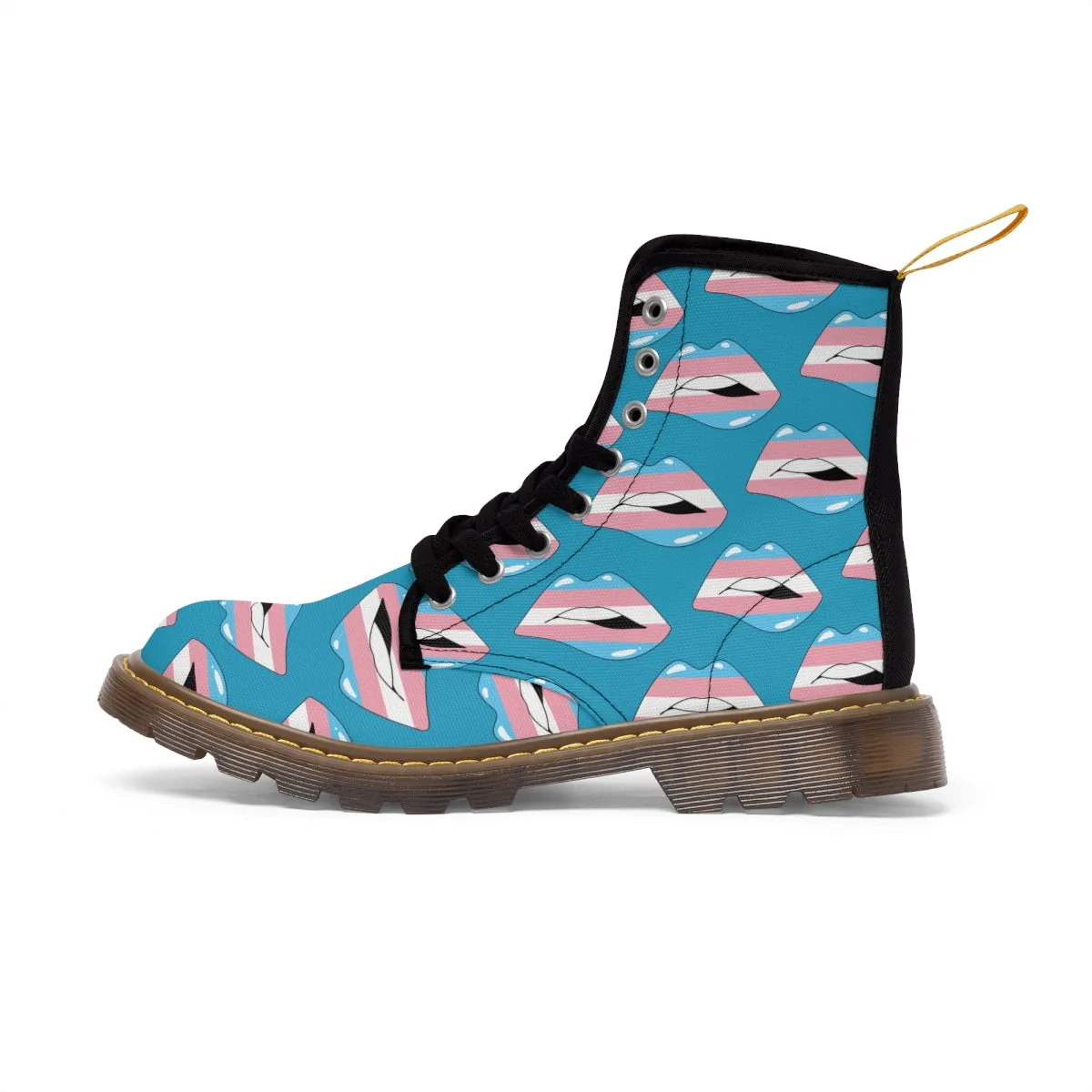 Transgender Flag Kisses LGBTQ Blue Canvas Boots Unisex Size