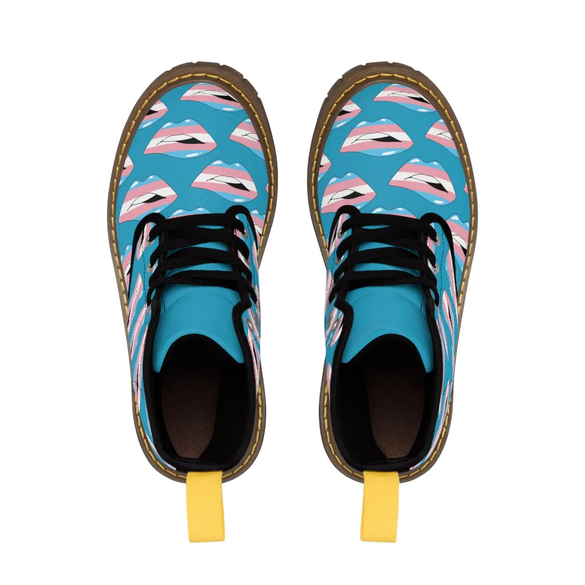 Transgender Flag Kisses LGBTQ Blue Canvas Boots Unisex Size