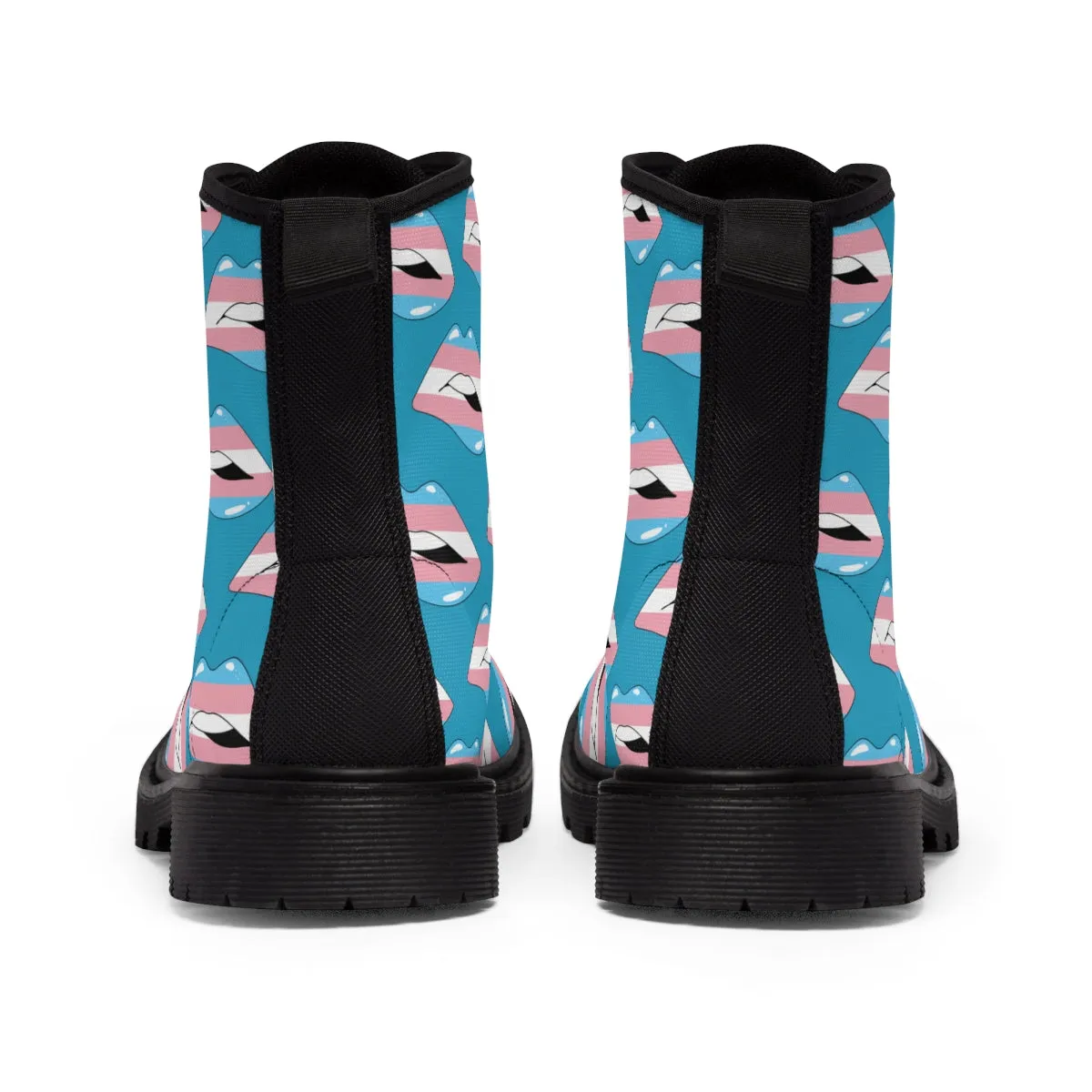 Transgender Flag Kisses LGBTQ Blue Canvas Boots Unisex Size