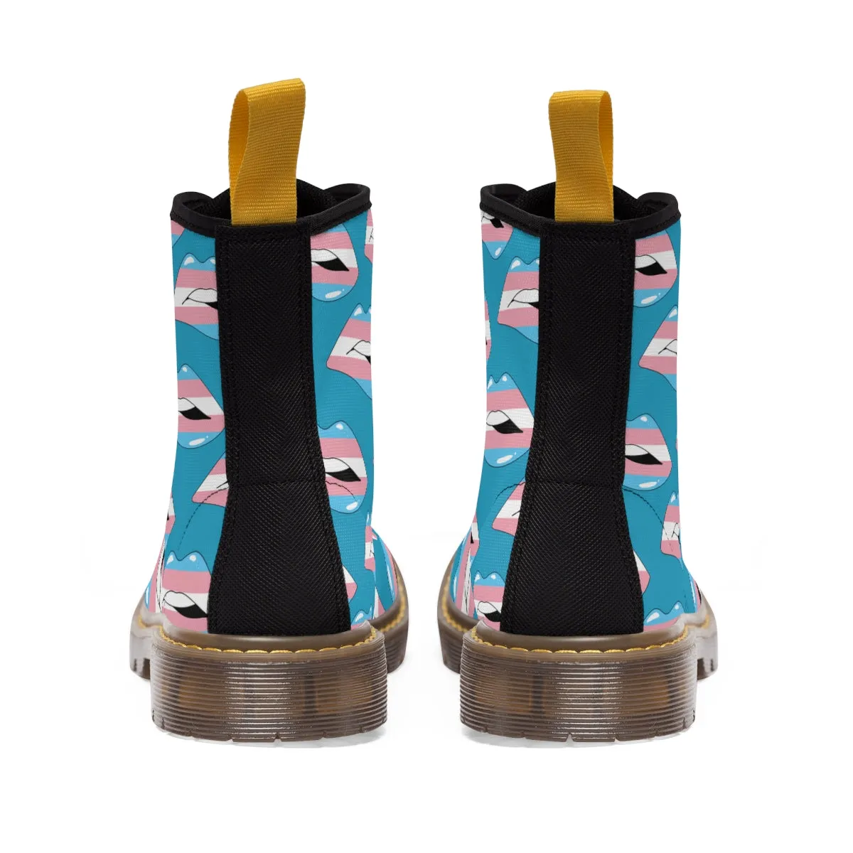 Transgender Flag Kisses LGBTQ Blue Canvas Boots Unisex Size