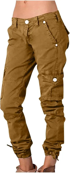 Uillui Tactical Cargo Pants for Women Low Waist Slim Fit Ankle Trousers Straight Leg Stretchy Tapered Pant Ripstop Work Pant