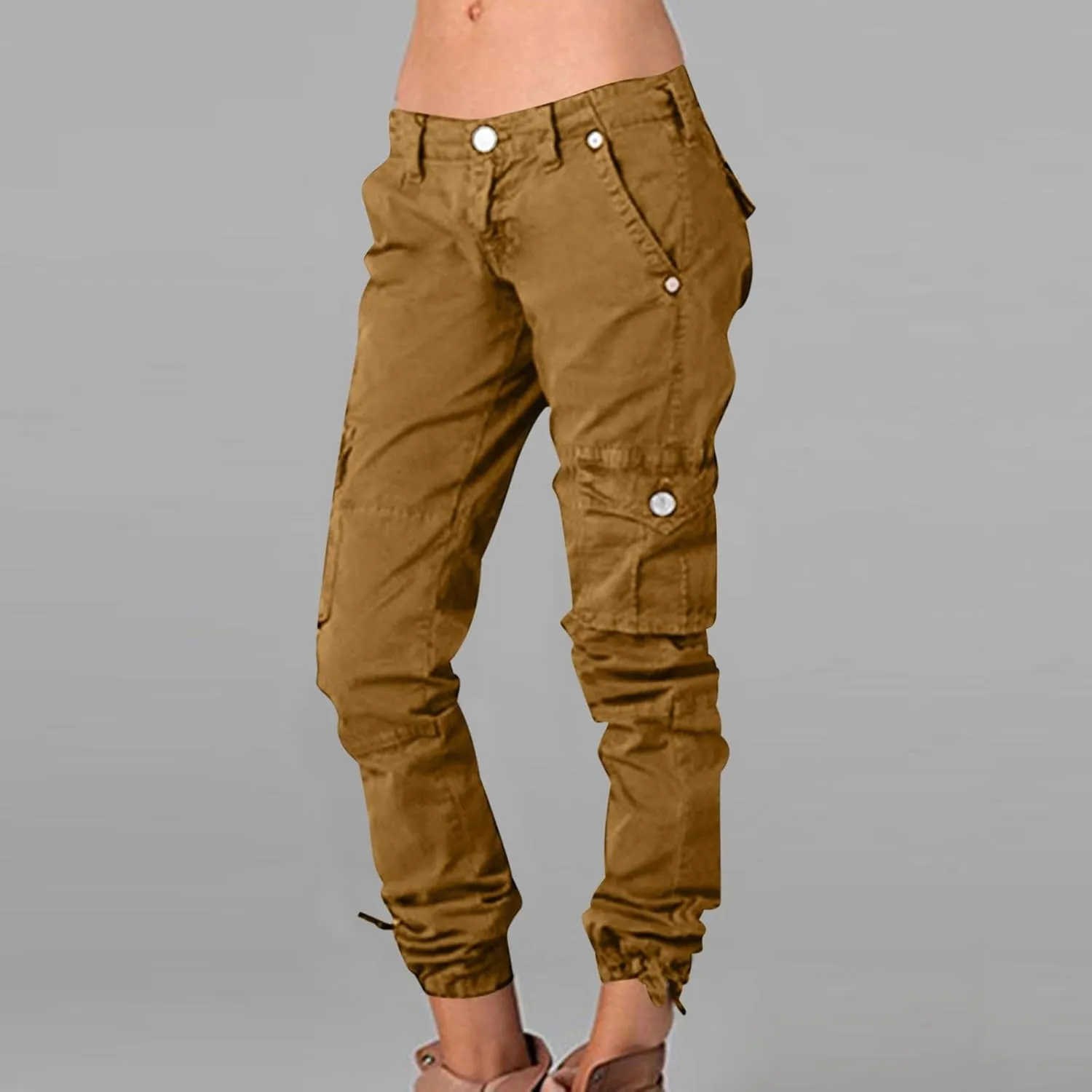Uillui Tactical Cargo Pants for Women Low Waist Slim Fit Ankle Trousers Straight Leg Stretchy Tapered Pant Ripstop Work Pant