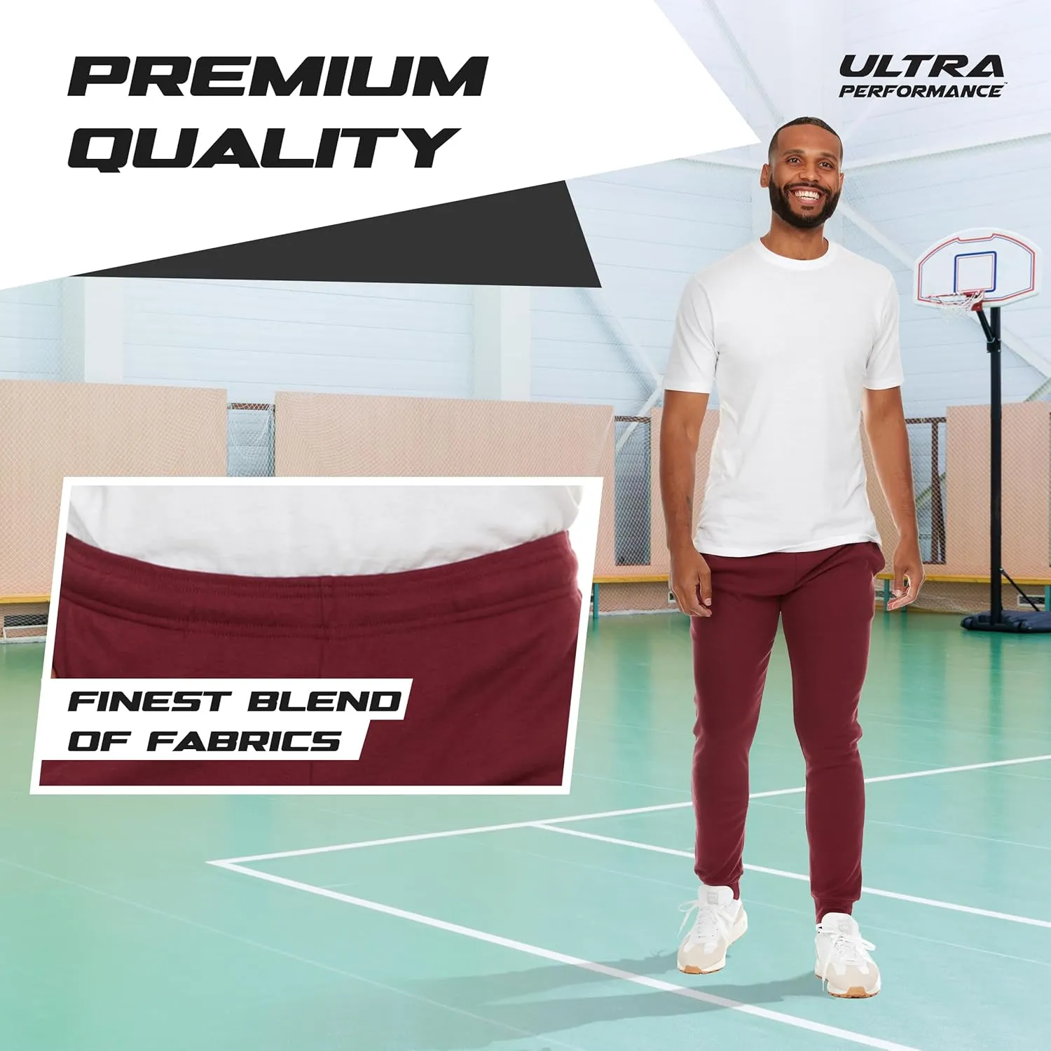 Ultra Performance 3 Pack Mens Lightweight Joggers for Men Casual Lounge Jogger Sweatpants with Pockets (SM - 4X)