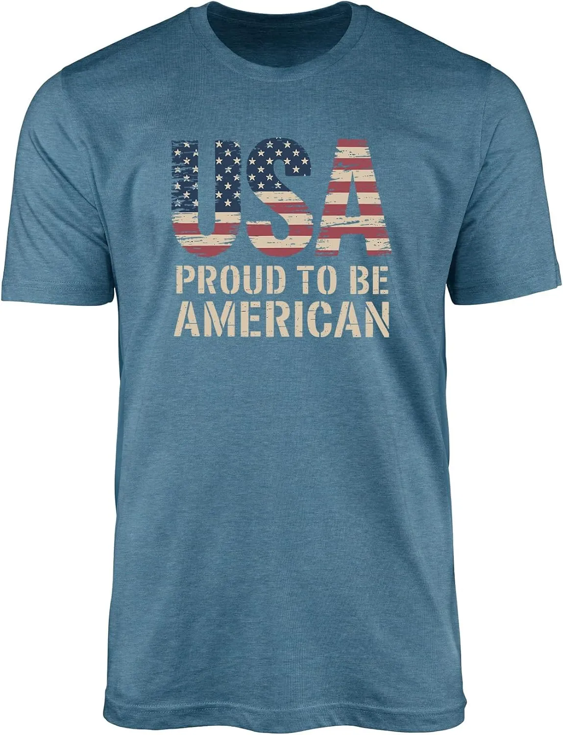 USA Proud to Be American T-Shirt for Men Women  Patriotic Flag Graphic Tee  4th of July Vintage Unisex Shirt