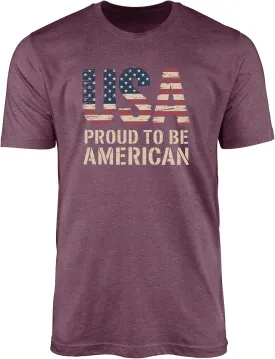 USA Proud to Be American T-Shirt for Men Women  Patriotic Flag Graphic Tee  4th of July Vintage Unisex Shirt