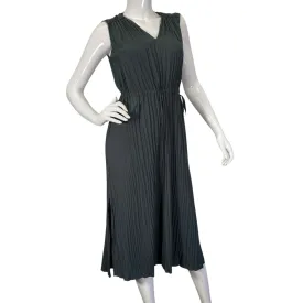 Vince. V-neck Pleated Tie Sleeveless Slate Blue Dress