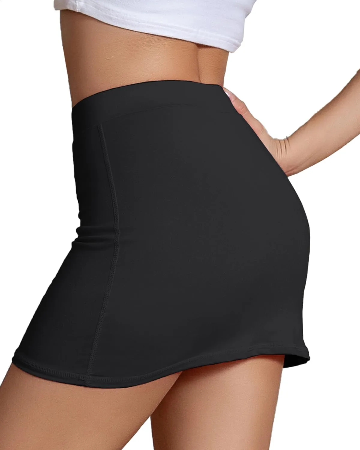 We1Fit Women's Black Mini Skirt Skort Leopard Pencil Bodycon y2k Short Skirts with Shorts Underneath