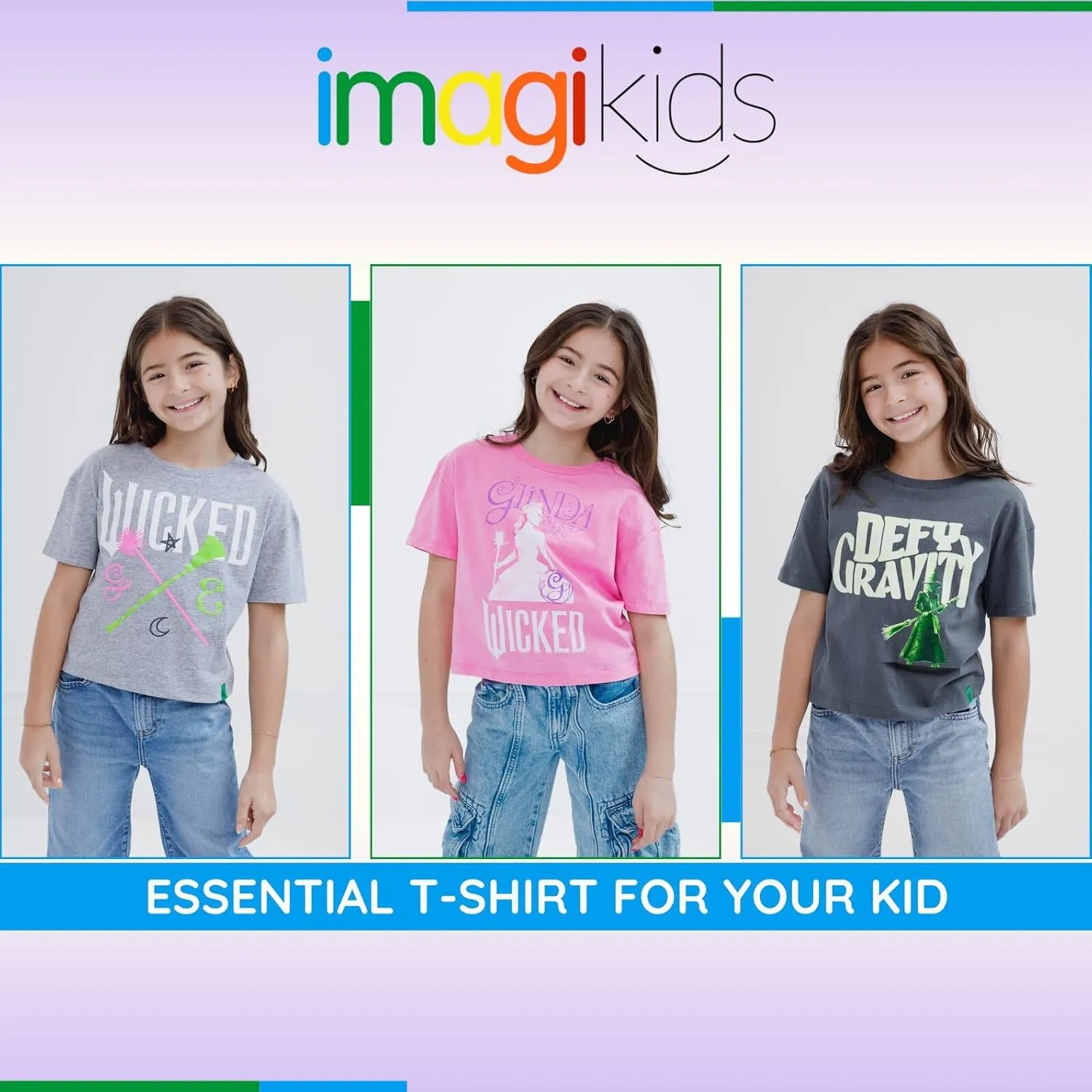 wicked Universal Studios Girls Boxy Drop Shoulder T-Shirt Toddler to Big Kid Sizes (2T - 14-16)