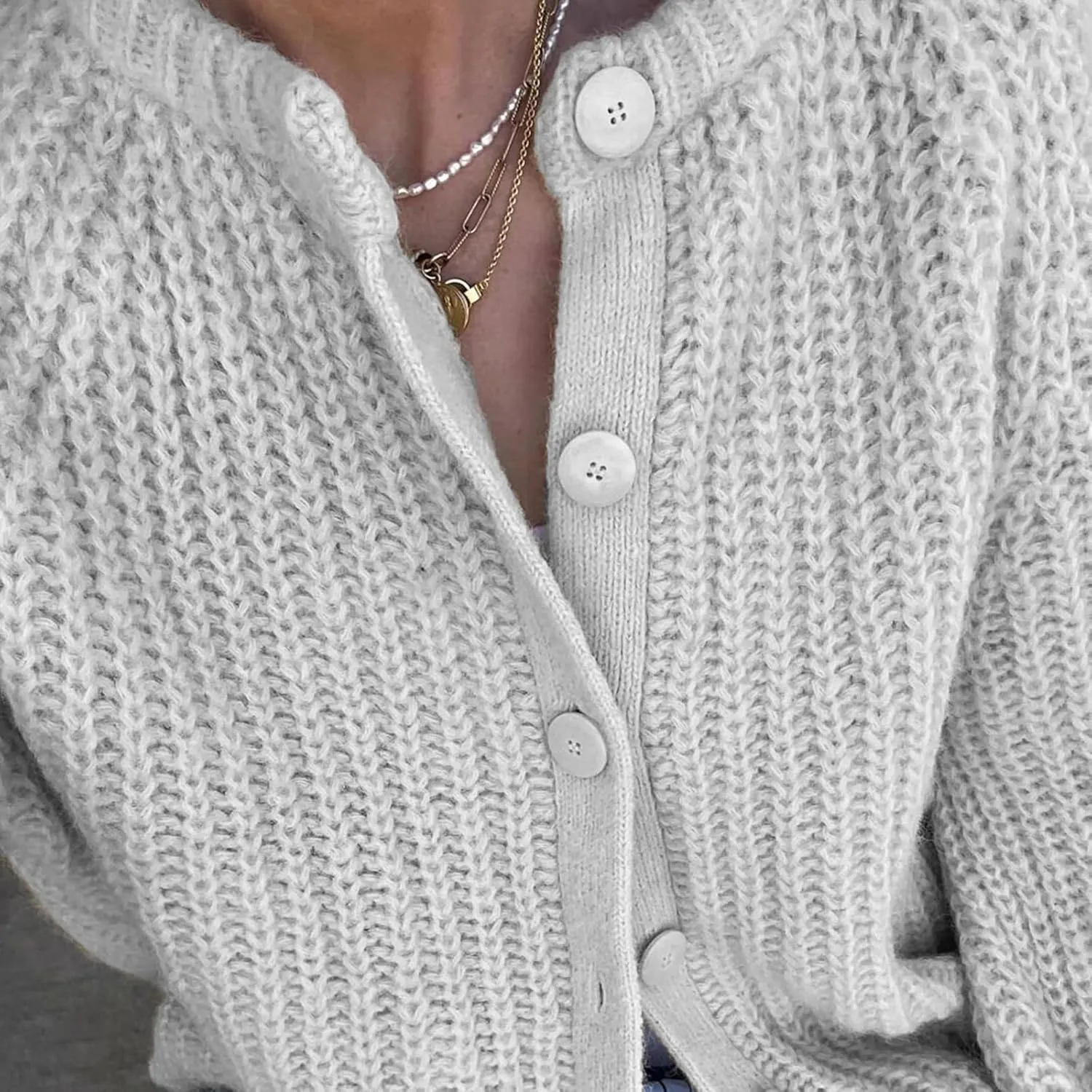 Women Y2K Chunky Open Front Sweater Long Sleeve Button Down Cropped Sweater Cardigan Fall Loose Casual Knit Outwear