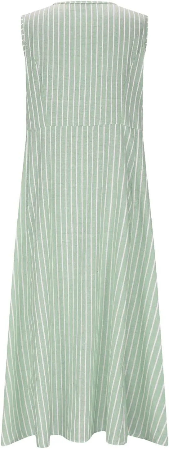 Women's Cotton Linen Dress 2025 Summer Sleeveless Maxi Dresses Plus Size Flowy Tank Sundress Beach Vacation Outfits