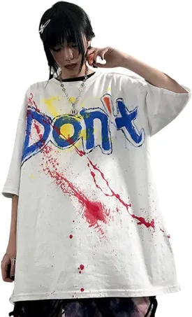 Women's Goth T-Shirt Summer Graphic Harajuku Gothic Anime Print Novelty Short Sleeve Top