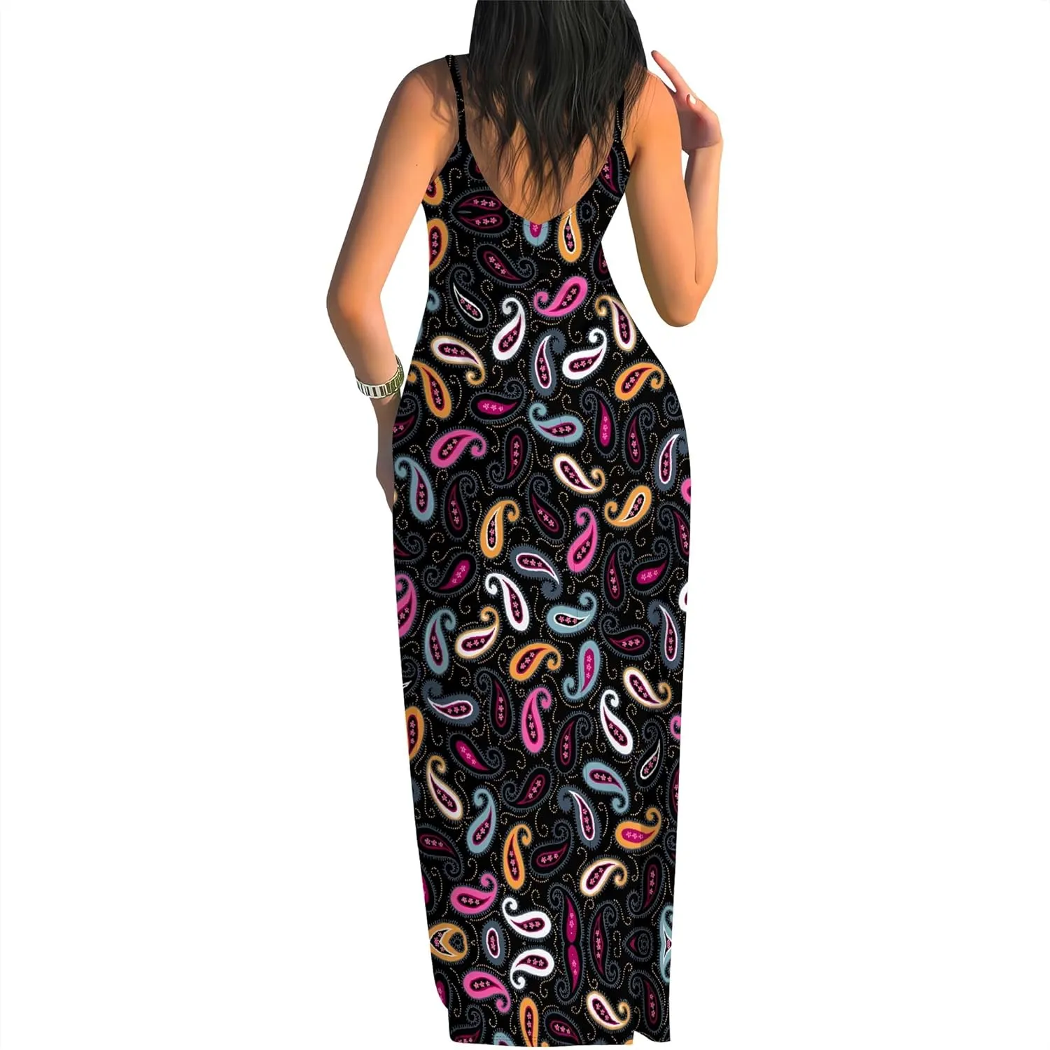 Women's Summer Maxi Dress Long Dress Casual Boho Slip Sexy Slim Sleeveless Spaghetti Strap Tiered Beach Sun Dresses