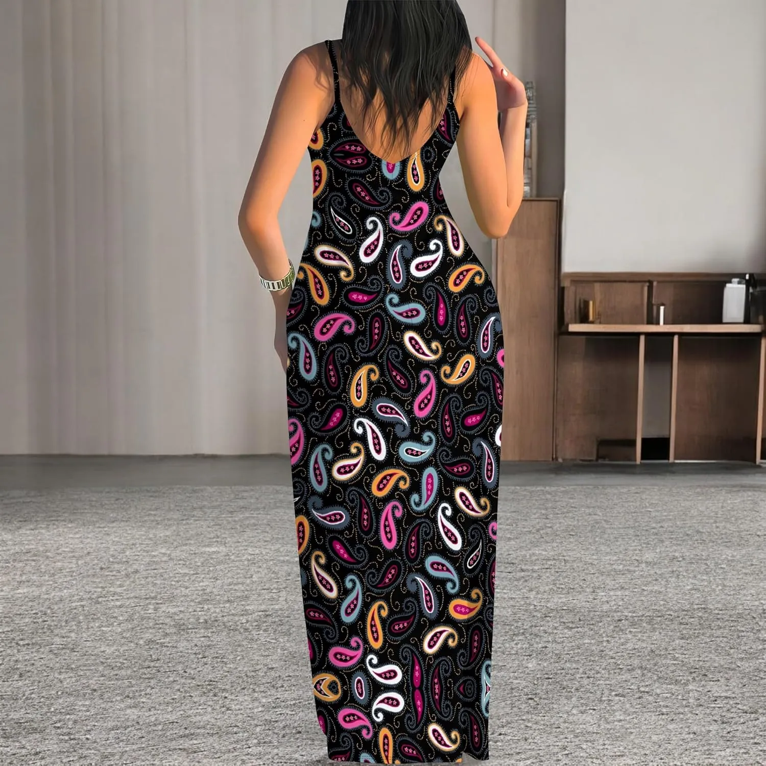 Women's Summer Maxi Dress Long Dress Casual Boho Slip Sexy Slim Sleeveless Spaghetti Strap Tiered Beach Sun Dresses