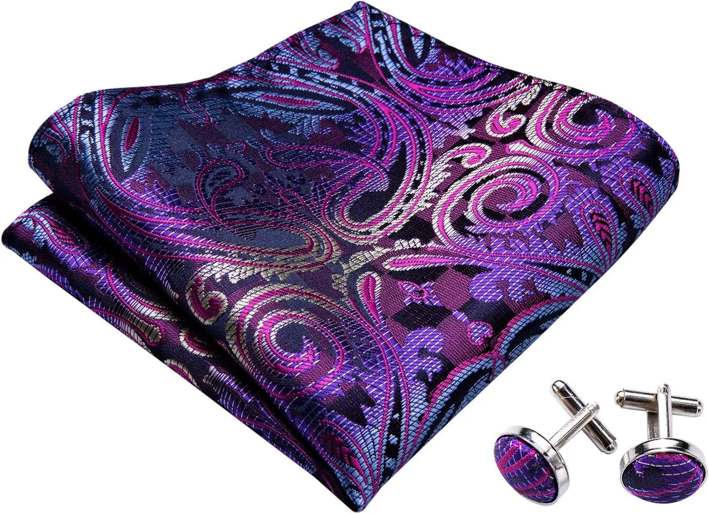 YOHOWA Bow Ties for Men Paisley Self Tie Bowtie Pocket Square Cufflinks Set Classic Woven Formal Wedding Tuxedo Party