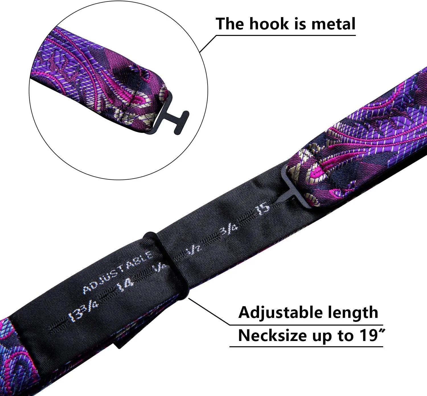 YOHOWA Bow Ties for Men Paisley Self Tie Bowtie Pocket Square Cufflinks Set Classic Woven Formal Wedding Tuxedo Party