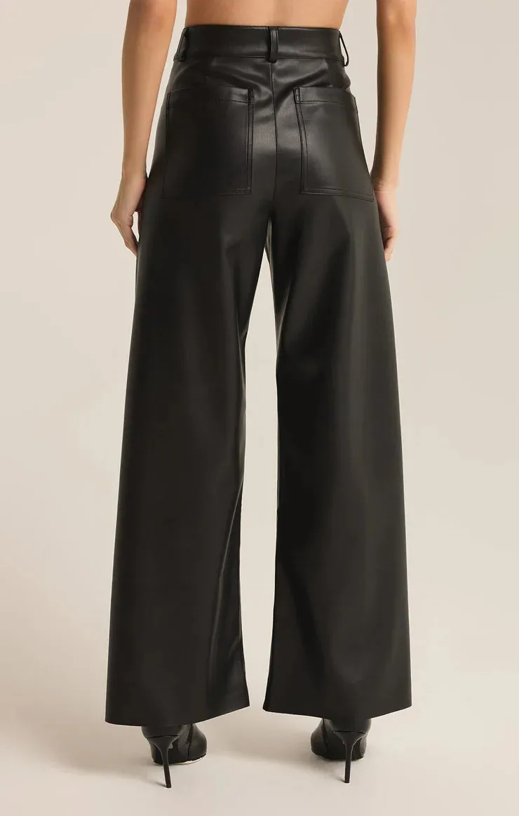 ZSU Rilynn Faux Leather Pants in Black